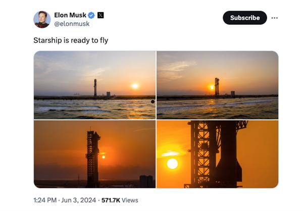 马斯克：SpaceX星舰第四次试飞准备就绪